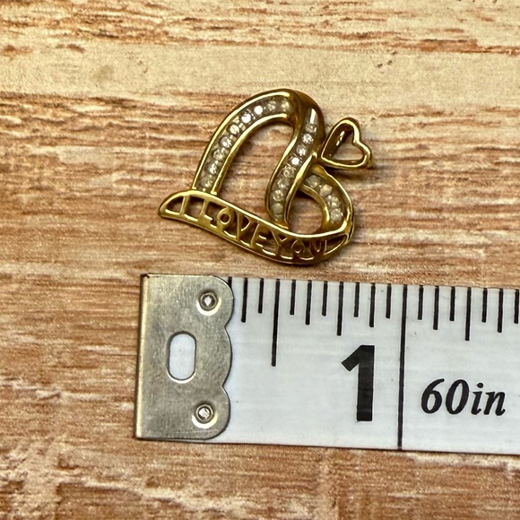 Gold Heart Pendant 10K I love you diamond necklace - Picture 6 of 7